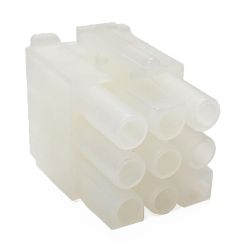 Male .093" Pin & Socket Receptacle Housing with Latch, 9 Circuits, 3x3